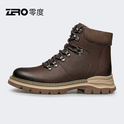 Zero零度男鞋2023冬季新款马丁靴增高厚底工装靴时尚百搭真皮靴子