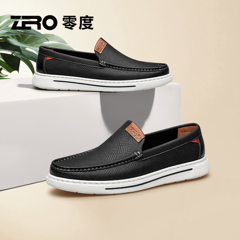 ZRO零度休闲皮鞋男款2025春季新款真皮软底轻盈舒适透气一脚蹬鞋