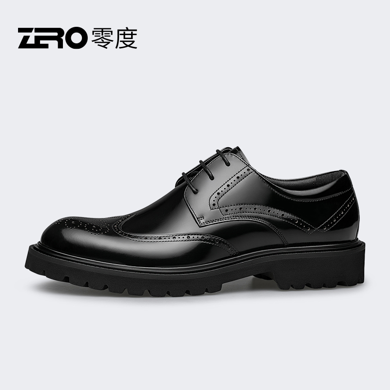 Zero零度黑色英伦男士正装皮鞋