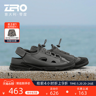 新款 ZRO零度男士 夏季 子 包头凉鞋 外出镂空透气真皮户外防滑凉鞋