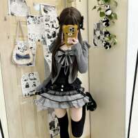 Sweet and spicy chic petite girl uniform three-piece set for autumn and winter, sweet Lolita jk hot girl suit dress thumbnail 3