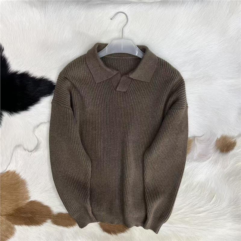 美单 24.2%羊毛 40.5棉 不起球 男士粗狂加厚松弛感翻领针织毛衣