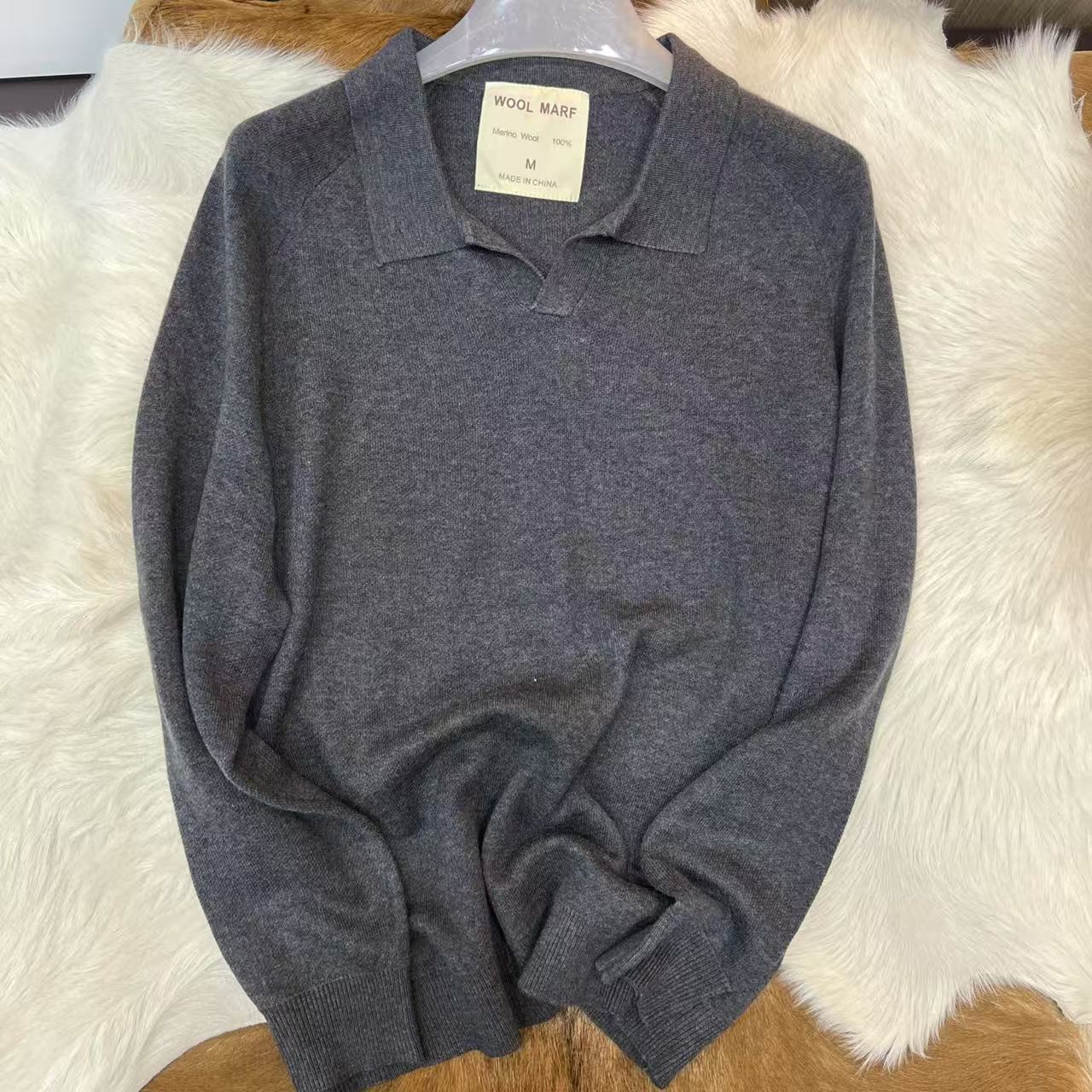 反季出仓 100%全羊毛 有点厚度 男士圆领针织套头毛衣
