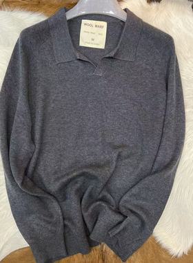 反季出仓 100%全羊毛 有点厚度 男士圆领针织套头毛衣