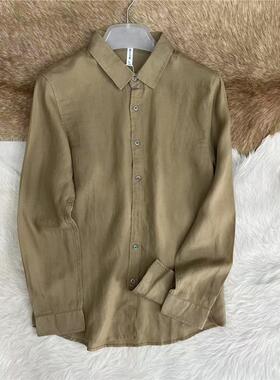 面料天花版 纤薄 天丝亚麻混纺 男士基础垂感透气长袖衬衫 衣1158