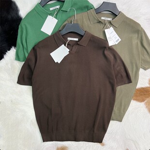 韩国单 版好 面料好打理 100%腈纶 男士阔版短袖T恤 POLO衫