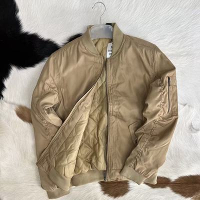 欧美订单 细节拉满 滑爽面料 男士春秋卡其色立领飞行夹克外套