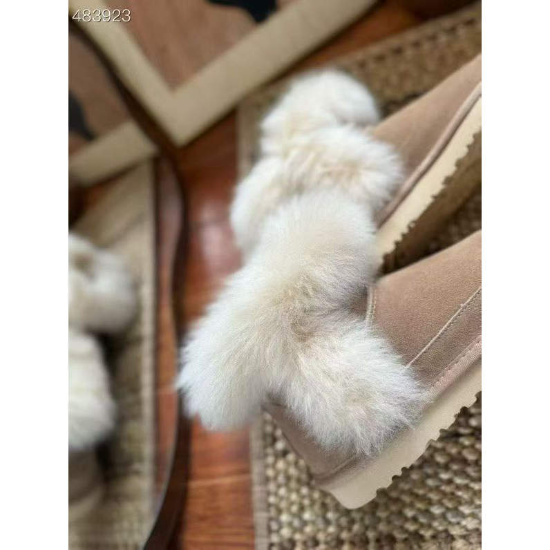 冬季新款毛毛鞋皮毛一体短筒