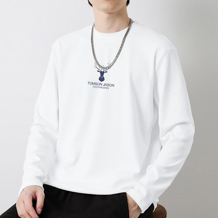 德绒打底衫长袖t恤男装内搭白色上衣服双面绒秋冬季保暖秋衣小衫