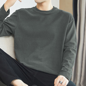 双面德绒打底衫 保暖加绒加厚内搭纯色秋衣 t恤圆领秋冬季 男士 长袖