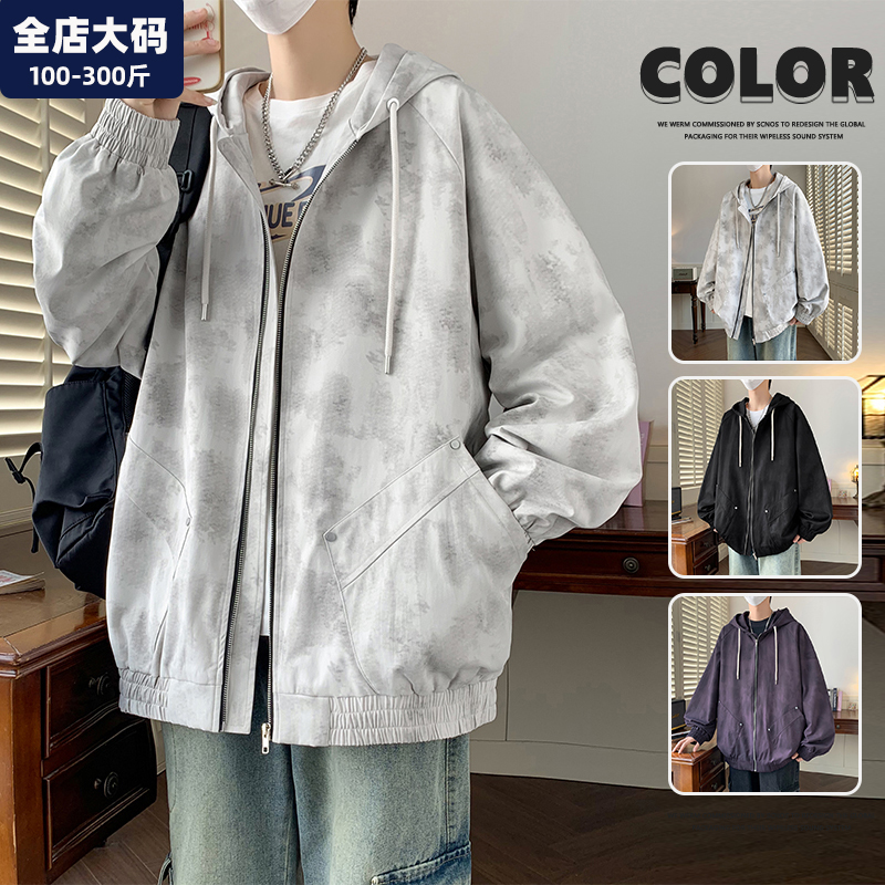 棒球服男连帽夹克外套特大码男装