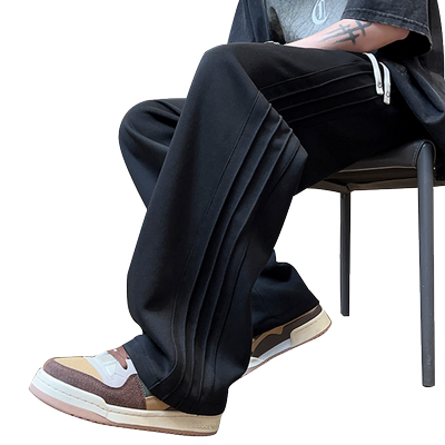 直筒裤子男黑色春秋新款青少年