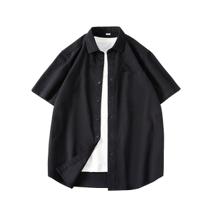 纯棉短袖衬衫男夏季大码高级感半袖衬衣宽松休闲男士胖子加肥加大