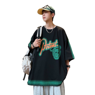 青少年短袖t恤男夏季2026新款初中生大码宽松休闲潮胖子加肥加大