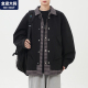男装 夹克外套男春季 青少年宽松休闲胖子加肥加大大码 翻领衬衫 新款