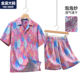 花衬衫 男装 男夏季 休闲衬衣沙滩短裤 速干短袖 大码 薄款 套装 加肥加大