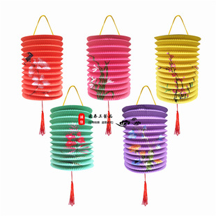 新年儿童手提灯笼玩具元宵节春节元旦装饰纸灯笼中元节花草灯笼