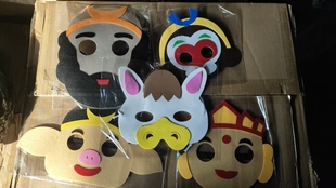 小白马面具孙悟空猴子幼儿园女孩男孩猴哥卡通扮演舞会面具猪八戒