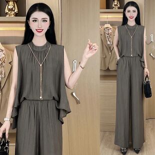 新款 时尚 运动服套装 女2025夏季 洋气减龄妈妈宽松显瘦两件套潮 韩版