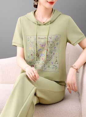 春夏季新款时尚运动服套装女韩版洋气减龄跑步服宽松显瘦两件套