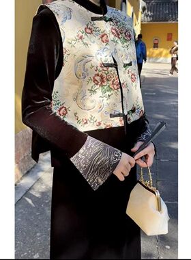 新中式国风盘扣马甲外套+连衣裙两件套装女2025春秋新款高级感潮