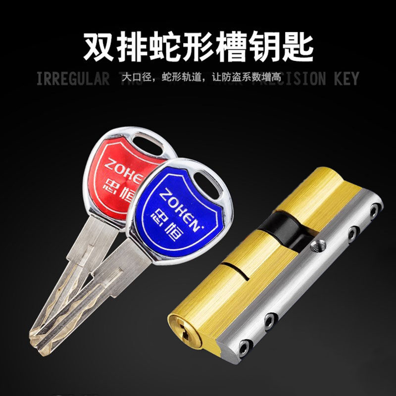 入户防盗门正品忠恒锁芯升级版C级 双叶片家用滴胶钥匙通用防打断,基础建材,机械门锁,淘宝优惠券,粉丝福利购,淘宝优惠卷