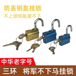 三环横开挂锁 蓝色 将军不下马黄铜锁报箱信箱锁浴池储物柜澡堂锁