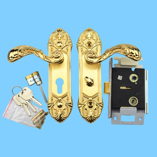 恒大地产专用高利GAOLI木门145孔 房间门130孔距卧室金色全套门锁