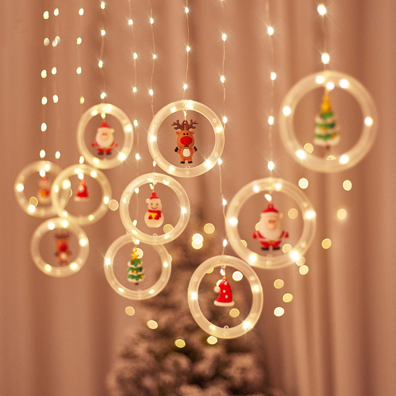 跨境圣诞节装扮小彩灯橱窗圣诞装饰窗帘灯christmas lights.