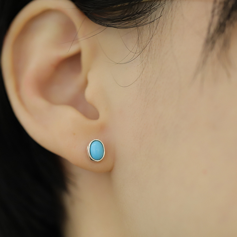 圆形气质土耳其石耳环耳扣