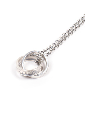 日本银美金双环坠项链