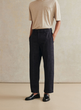 法国De Bonne Facture法式微宽松气球剪裁俐落亚麻工匠牛仔长裤