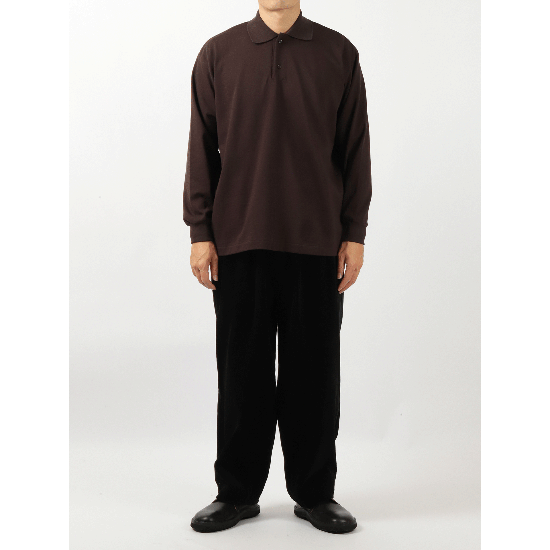 歌山老式吊编机宽松长袖POLO衫