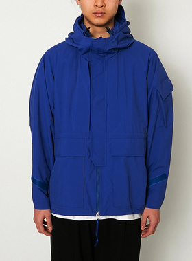 日本Product Twelve防水防风尼龙塔夫绸棉质触感机能连帽夹克蓝色