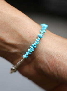 睡美人绿松石不规则拼图钩扣手环