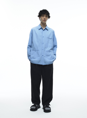 日本Kontor微皱凉爽口袋宽松古巴长袖衬衫