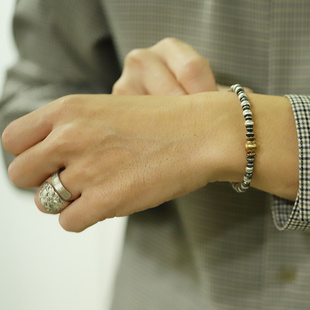 台湾YP Craft手创复古925银纳瓦霍Navajo Pearls14K金银手链