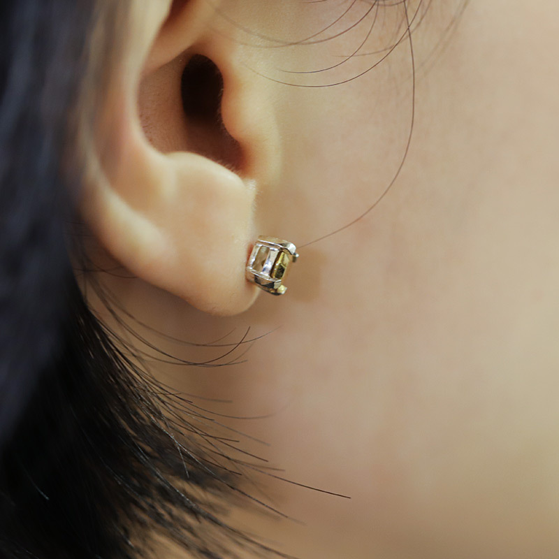 银石云母矿石耳环耳钉