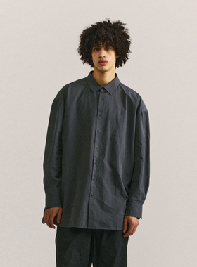 法国Casey Casey棉纸料弧形下摆干爽自然皱褶微宽松长袖衬衫三色