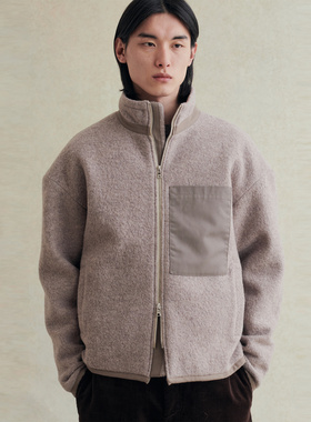 法国De Bonne Facture温暖机能型口袋缩绒羊毛保暖夹克外套浅褐色