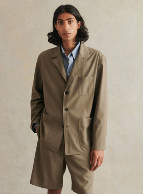 法国De Bonne Facture易收纳宽松方型抗皱凉爽旅行夹克西服外套