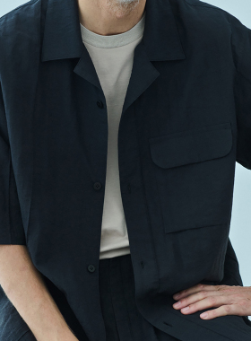 日本Still By Hand细褶线透气凉爽款松短袖衬衫SH07261