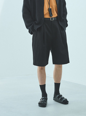 日本Still By Hand棉亚麻混纺立挺单折短裤 PT10261