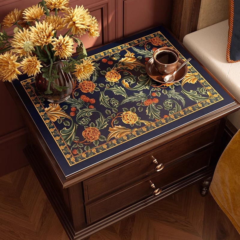 美式复古床头柜垫防水防油滚筒式洗衣机台面防尘防晒垫冰箱顶盖巾