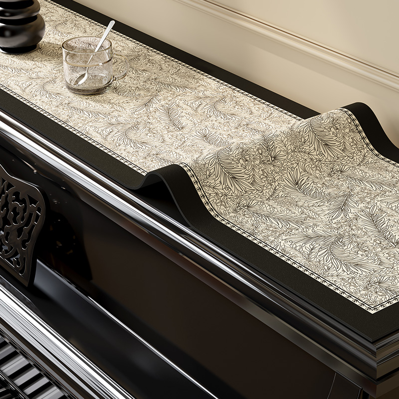 家用轻奢高级感钢琴罩盖布盖巾半罩轻奢琴顶防尘罩皮革桌垫保护套