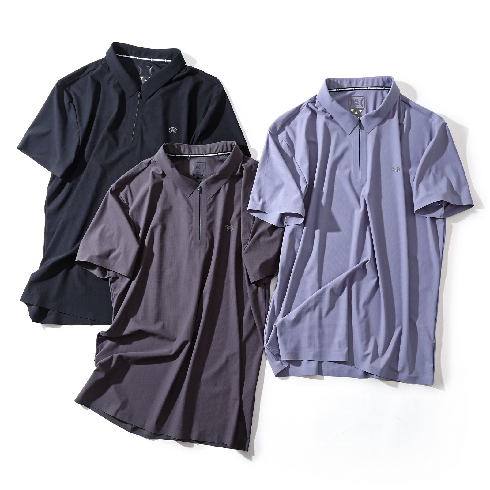 夏季男士短袖polo衫轻奢商务百搭冰丝速干无痕压胶半拉链t恤衫 潮