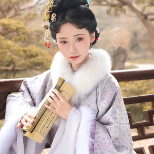 映雪丨簪花阁汉服定制丨真丝宋锦提花秋冬季款保暖圆领短披袄