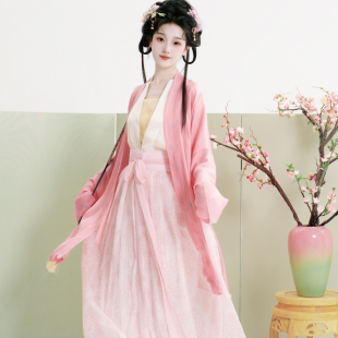 桃枝月丨簪花阁汉服定制丨宋制真丝褙子齐腰襦裙套装春夏款仙气