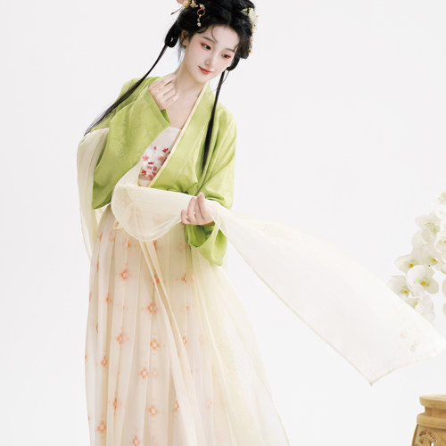 青萝丨簪花阁汉服定制丨宋制真丝飞机袖齐腰襦裙套装春夏款仙气