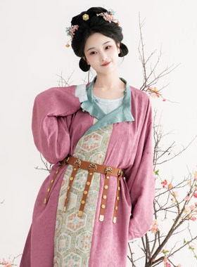 青梅弄丨簪花阁汉服定制丨唐制真丝圆领袍灯笼裤套装春夏款